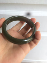 Load image into Gallery viewer, 59.2mm certified 100% Natural oily dark green/black nephrite Jade bangle HE15-3597
