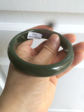 Load image into Gallery viewer, 59.2mm certified 100% Natural oily dark green/black nephrite Jade bangle HE15-3597
