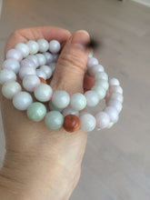 Load image into Gallery viewer, 9.2-9.5mm 100% Natural type A light green/purple/red/white jadeite jade beads necklace S3
