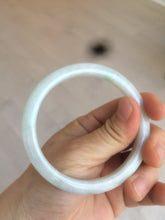 Load image into Gallery viewer, 58mm certified type A 100% Natural fresh light green/white slim jadeite jade bangle E80-0996

