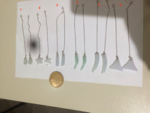 Load image into Gallery viewer, 100% Natural type A icy green/white jadeite Jade stars/water drop/wolf&#39;s fang dangling earring Q84 (add on item, Not sale individually.)
