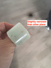 Load image into Gallery viewer, 100% Natural beige with brown flying dandelions nephrite Jade men&#39;s thumb ring HE10
