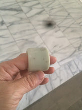 Load image into Gallery viewer, 100% Natural beige with brown flying dandelions nephrite Jade men&#39;s thumb ring HE10
