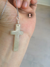 Load image into Gallery viewer, 100% Natural type A yellow/white jadeite Jade cross pendant necklace AQ24
