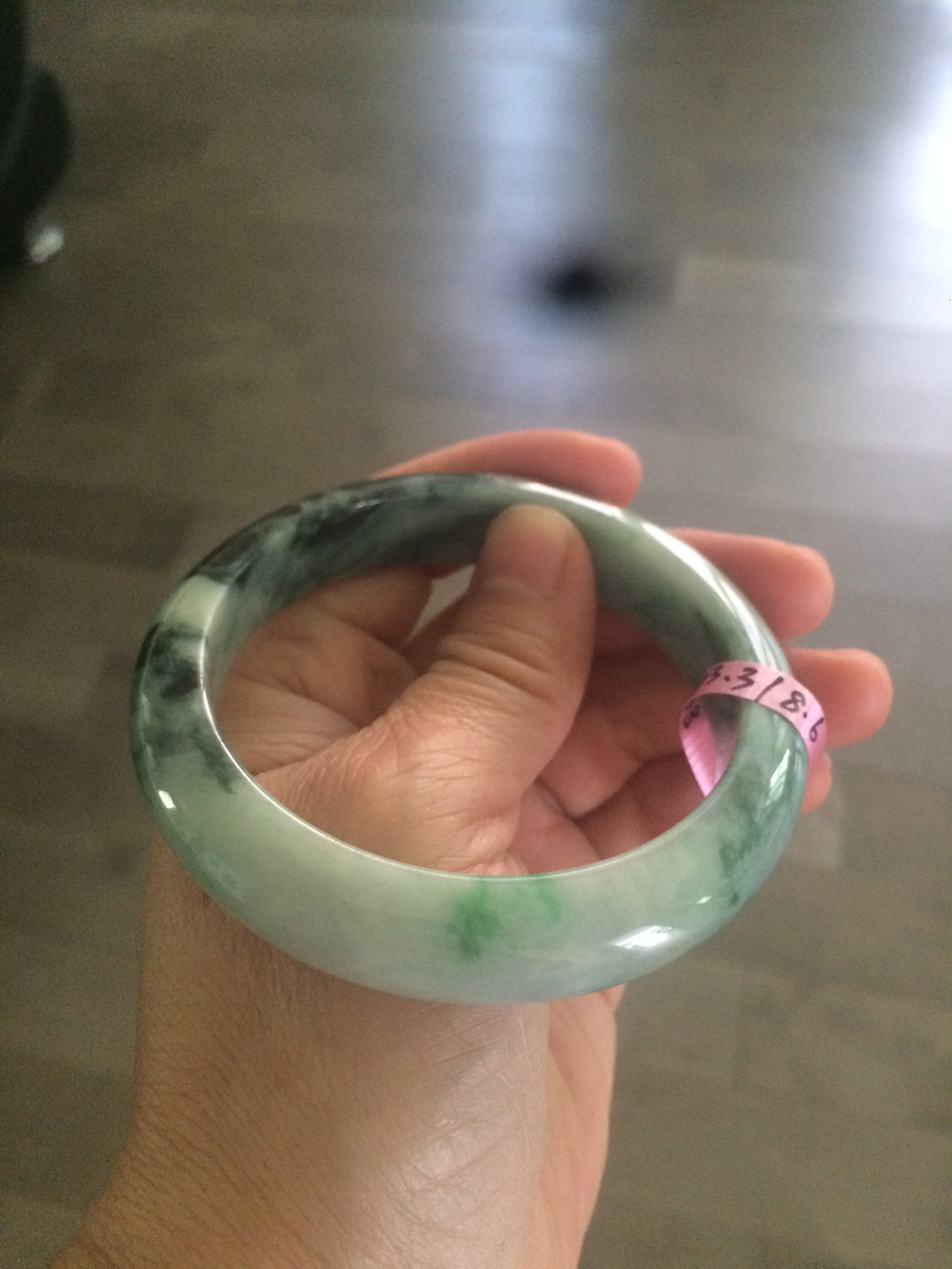 58mm certified type A 100% Natural sunny green/dark green jadeite jade bangle U57-0102