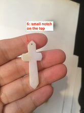 Load image into Gallery viewer, 100% Natural type A yellow/white jadeite Jade cross pendant necklace AQ24
