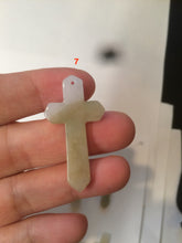 Load image into Gallery viewer, 100% Natural type A yellow/white jadeite Jade cross pendant necklace AQ24
