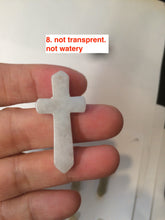 Load image into Gallery viewer, 100% Natural type A yellow/white jadeite Jade cross pendant necklace AQ24
