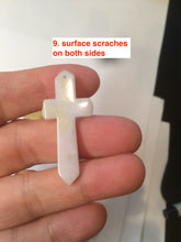 Load image into Gallery viewer, 100% Natural type A yellow/white jadeite Jade cross pendant necklace AQ24
