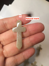 Load image into Gallery viewer, 100% Natural type A yellow/white jadeite Jade cross pendant necklace AQ24
