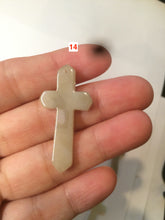 Load image into Gallery viewer, 100% Natural type A yellow/white jadeite Jade cross pendant necklace AQ24

