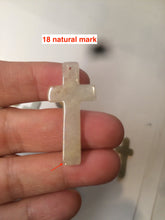 Load image into Gallery viewer, 100% Natural type A yellow/white jadeite Jade cross pendant necklace AQ24
