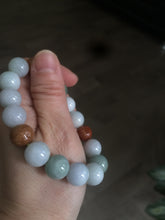 Load image into Gallery viewer, 10.5-11.5mm 100% natural type A colourful red/green/purple/white jadeite jade beads bracelet  S-B
