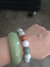 Load image into Gallery viewer, 10.5-11.5mm 100% natural type A colourful red/green/purple/white jadeite jade beads bracelet  S-B
