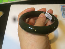 Load image into Gallery viewer, 59.2mm certified 100% Natural oily dark green/black nephrite Jade bangle HE15-3597

