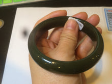 Load image into Gallery viewer, 59.2mm certified 100% Natural oily dark green/black nephrite Jade bangle HE15-3597
