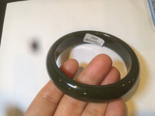 Load image into Gallery viewer, 59.2mm certified 100% Natural oily dark green/black nephrite Jade bangle HE15-3597
