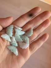 Load image into Gallery viewer, 10 pieces of 100% Natural light green/white 3D Jadeite Jade small butterfly beads AF37
