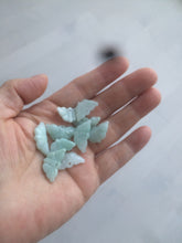 Load image into Gallery viewer, 10 pieces of 100% Natural light green/white 3D Jadeite Jade small butterfly beads AF37
