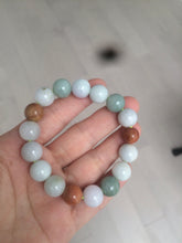 Load image into Gallery viewer, 10.5-11.5mm 100% natural type A colourful red/green/purple/white jadeite jade beads bracelet  S-B
