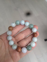 Load image into Gallery viewer, 10.5-11.5mm 100% natural type A colourful red/green/purple/white jadeite jade beads bracelet  S-B
