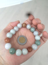 Load image into Gallery viewer, 10.5-11.5mm 100% natural type A colourful red/green/purple/white jadeite jade beads bracelet  S-B
