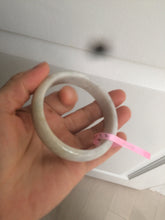 Load image into Gallery viewer, 56.8mm Type A 100% Natural light green/white Jadeite Jade bangle AQ46
