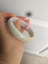 Load image into Gallery viewer, 56.8mm Type A 100% Natural light green/white Jadeite Jade bangle AQ46
