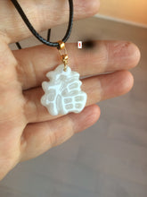 Load image into Gallery viewer, 100% Natural light green/white jadeite Jade blessed fortune pendant AF23
