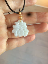 Load image into Gallery viewer, 100% Natural light green/white jadeite Jade blessed fortune pendant AF23
