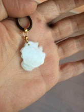 Load image into Gallery viewer, 100% Natural light green/white jadeite Jade blessed fortune pendant AF23
