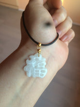 Load image into Gallery viewer, 100% Natural light green/white jadeite Jade blessed fortune pendant AF23
