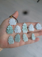 Load image into Gallery viewer, 100% Natural light green/white jadeite Jade blessed fortune pendant AF23
