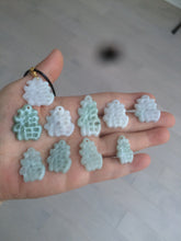 Load image into Gallery viewer, 100% Natural light green/white jadeite Jade blessed fortune pendant AF23
