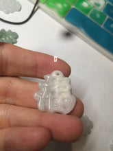 Load image into Gallery viewer, 100% Natural light green/white jadeite Jade blessed fortune pendant AF23
