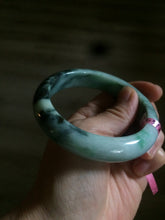 Load image into Gallery viewer, 58mm certified type A 100% Natural sunny green/dark green jadeite jade bangle U57-0102
