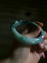 Load image into Gallery viewer, 58mm certified type A 100% Natural sunny green/dark green jadeite jade bangle U57-0102
