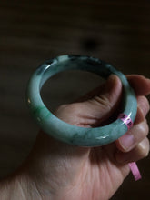 Load image into Gallery viewer, 58mm certified type A 100% Natural sunny green/dark green jadeite jade bangle U57-0102
