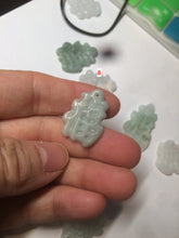 Load image into Gallery viewer, 100% Natural light green/white jadeite Jade blessed fortune pendant AF23
