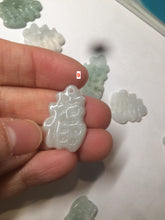 Load image into Gallery viewer, 100% Natural light green/white jadeite Jade blessed fortune pendant AF23
