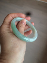 Load image into Gallery viewer, 54mm certified Type A 100% Natural watery sunny green/white  jadeite jade bangle AB78-5444
