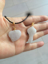 Load image into Gallery viewer, Type A 100% Natural white/light Purple Heart and key Jadeite Jade Pendant AF34
