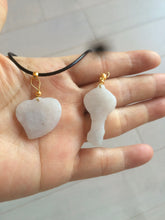 Load image into Gallery viewer, Type A 100% Natural white/light Purple Heart and key Jadeite Jade Pendant AF34

