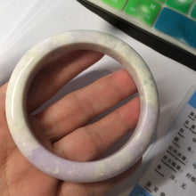Load image into Gallery viewer, 56.6mm Certified Type A 100% Natural Sage Green/Thistle purple/cream beige Jadeite Jade bangle X107-0542
