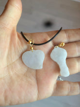 Load image into Gallery viewer, Type A 100% Natural white/light Purple Heart and key Jadeite Jade Pendant AF34
