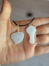 Load image into Gallery viewer, Type A 100% Natural white/light Purple Heart and key Jadeite Jade Pendant AF34
