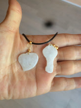 Load image into Gallery viewer, Type A 100% Natural white/light Purple Heart and key Jadeite Jade Pendant AF34
