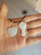 Load image into Gallery viewer, Type A 100% Natural white/light Purple Heart and key Jadeite Jade Pendant AF34
