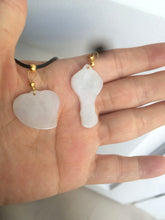 Load image into Gallery viewer, Type A 100% Natural white/light Purple Heart and key Jadeite Jade Pendant AF34
