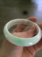 Load image into Gallery viewer, 56mm Certified Type A 100% Natural sunny green/white(白底青) Jadeite Jade bangle G71-1309
